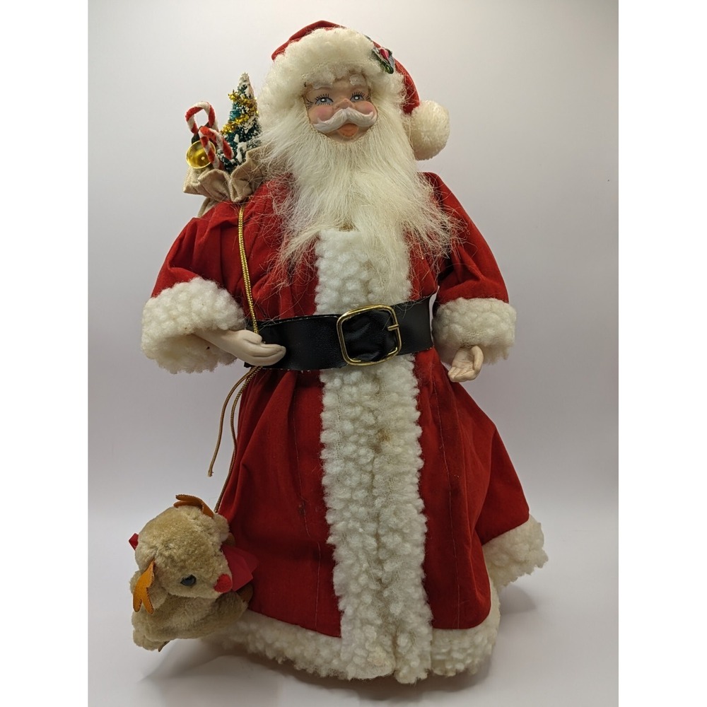 JMC Impact Santa Tree Topper Velvet Cloak With Trim 12" With Box Table Decor‎